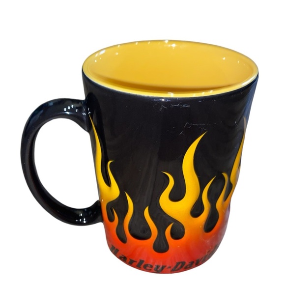 Harley-Davidson Motorcycle 3D Flames Coffee Mug 15oz Ceramic Cup 2002 - Picture 4 of 6
